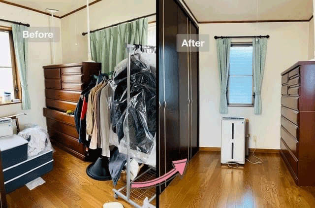 衣裳部屋の整理収納ビフォーアフター画像